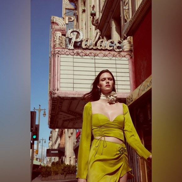 NWT For Love & Lemons Allie Midi Dress in Green size XS - Picture 6 of 9